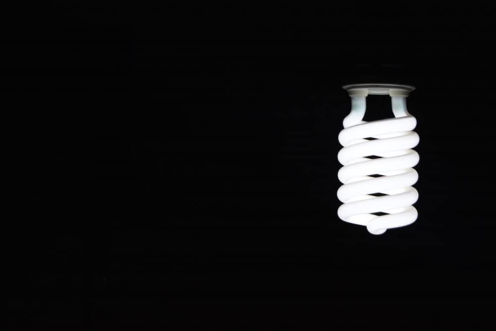 A light bulb in a completely dark room