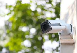 a security camera installed outside a building