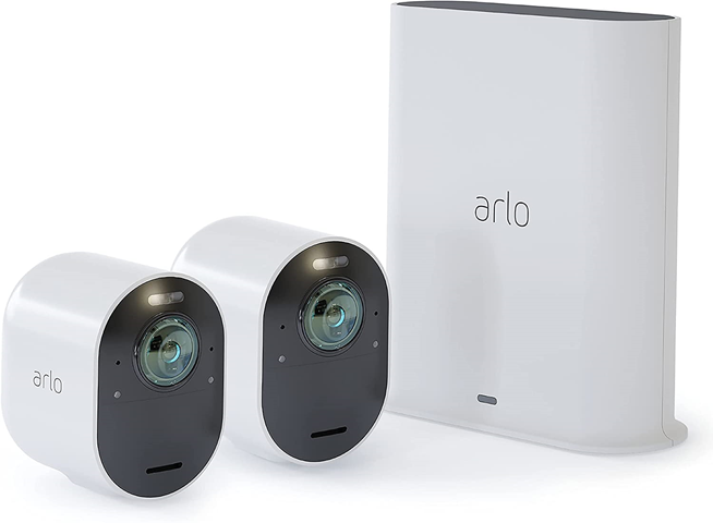 Two Arlo Ultra 2 cameras with system. (Image via Arlo)