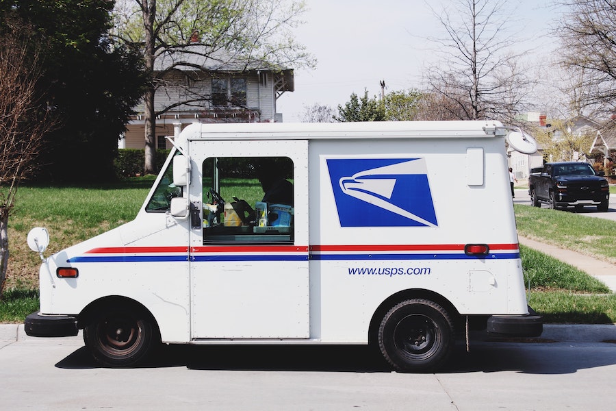 Mail van on the road