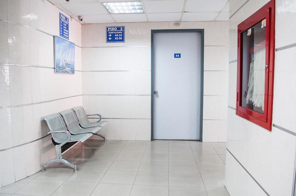 a waiting area in a hospital