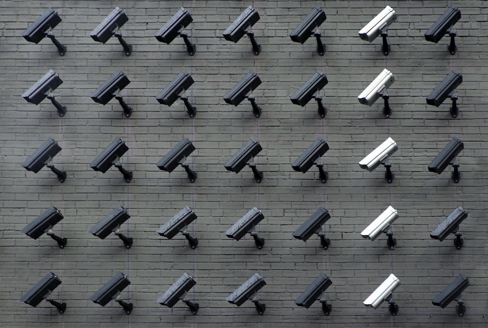 security cameras on a wall
