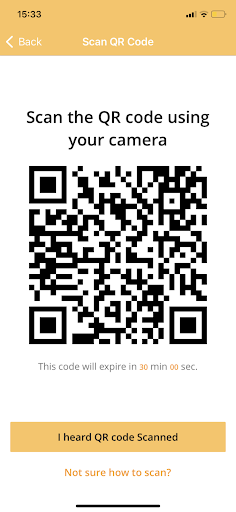 The seventh step of AlfredCamera APP onboarding process, scan the qrcode