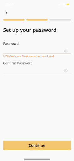 The third step of AlfredCamera APP onboarding process, asking for password