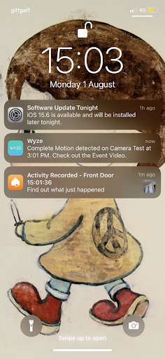 activity notification sent by AlfredCamera app