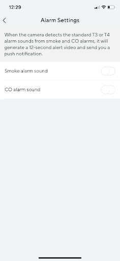 wyze app alarm & CO settings