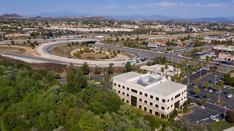Aerial view of the business district of Murrieta, California