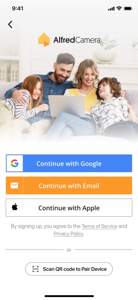 AlfredCamera landing login page