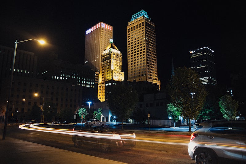 Tulsa cityscape at night