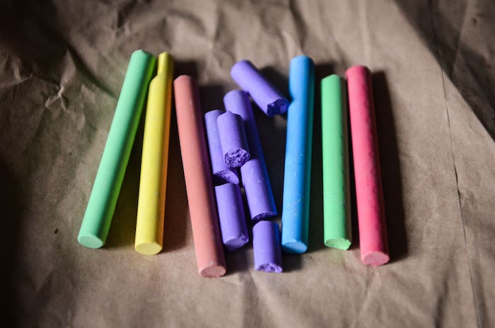 Different colored pieces of chalk.