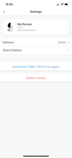 reolink connection failed click to retry