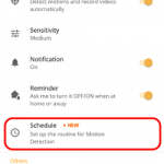 AlfredCamera app Motion Detection Schedule setting