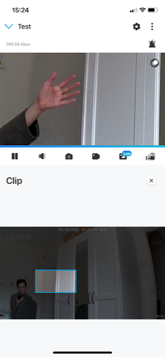 Clip feature in the Reolink app