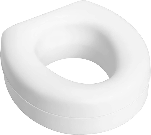 HelathSmart’s raised toilet seat, measuring 15x15x5 inches.