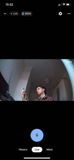 Nest Cam - Screenshot of person captured on live feed, demonstrating vivid rendering of colors.