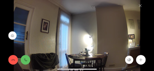 Ring app screenshot showing livestream (living room).