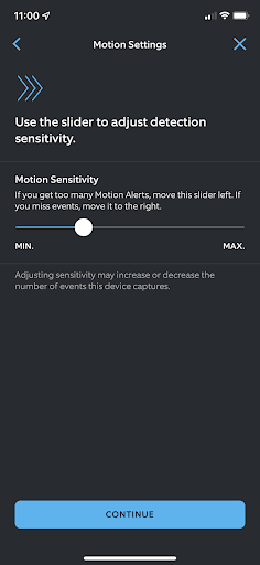 Ring app screenshot showing motion detection settings.