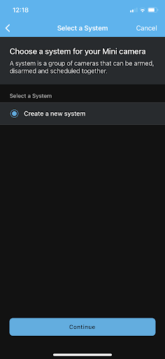Blink App screenshot - select system